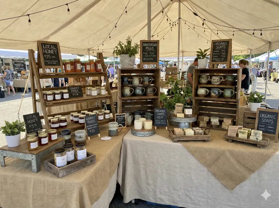 Eye-catching vertical display for craft fair booth