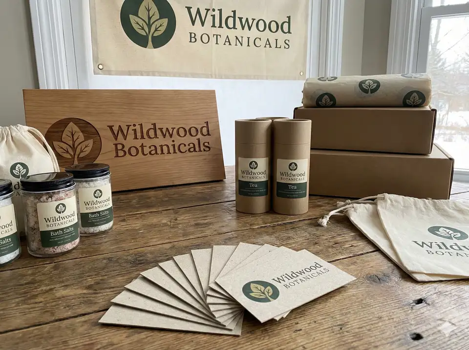 Cohesive branding materials for loofah craft business