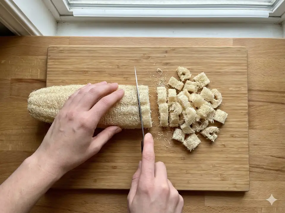 Small loofah pieces cut to 1-2 inches for embedding in bath bombs