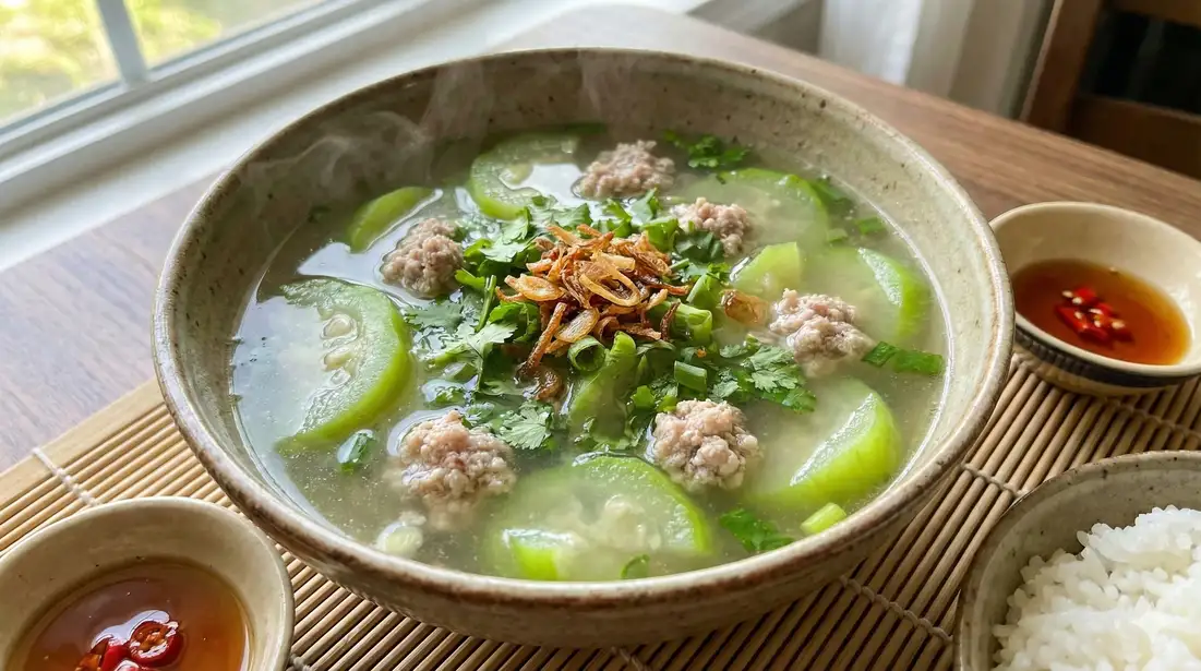 Vietnamese canh muop luffa soup