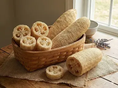 Finished natural luffa sponges ready for use