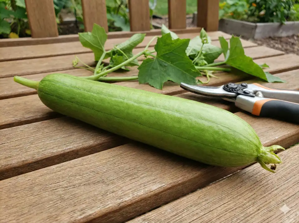 Immature loofah fruit harvested too early before drying