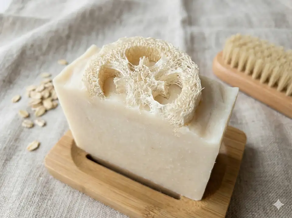 Unscented natural loofah soap for sensitive skin