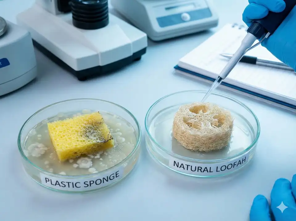 Scientific visualization of bacterial growth on both materials