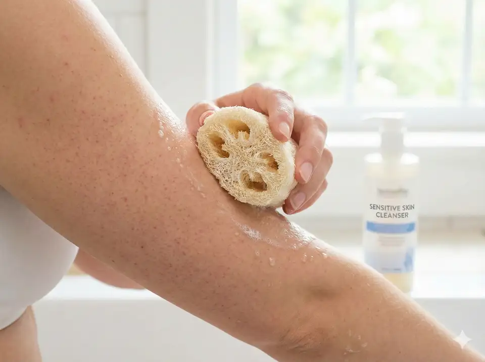 Close-up demonstrating gentle pressure and circular motions for KP