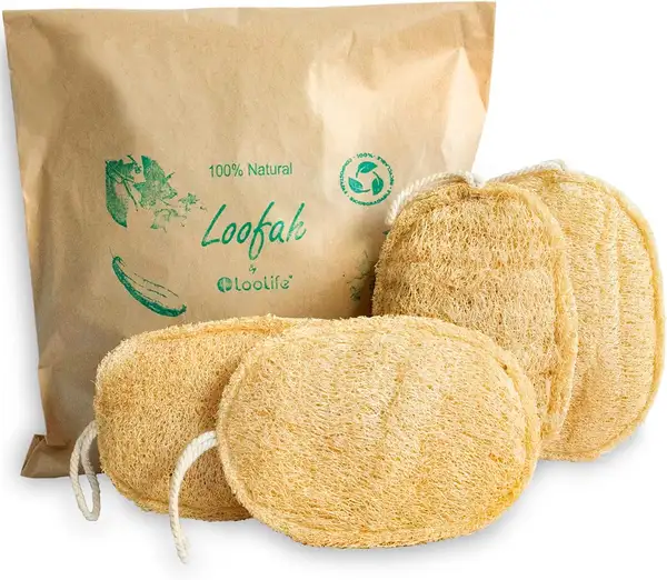 Natural Loofah Exfoliating Sponges (4-Pack)